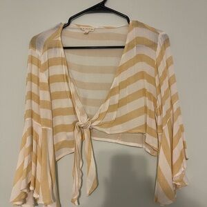 Free People Striped Wrap Top